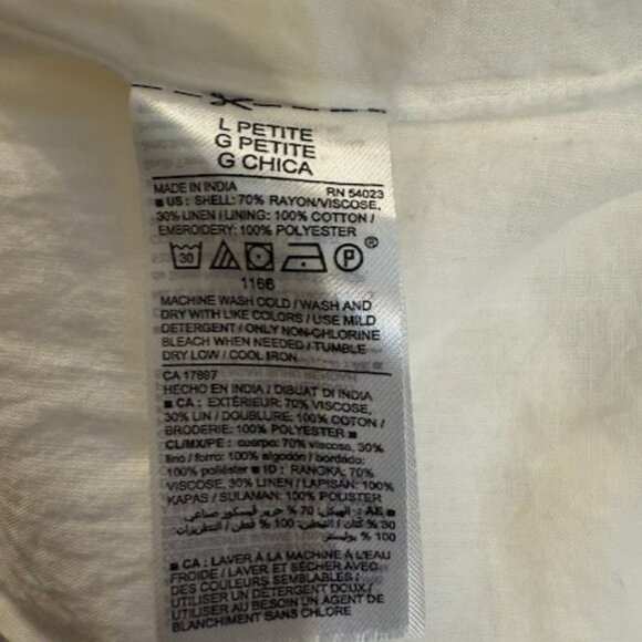 Boho Red, White & Blue Embroidery Sleeveless Linen Peasant Shift Mini dress - Picture 16 of 16